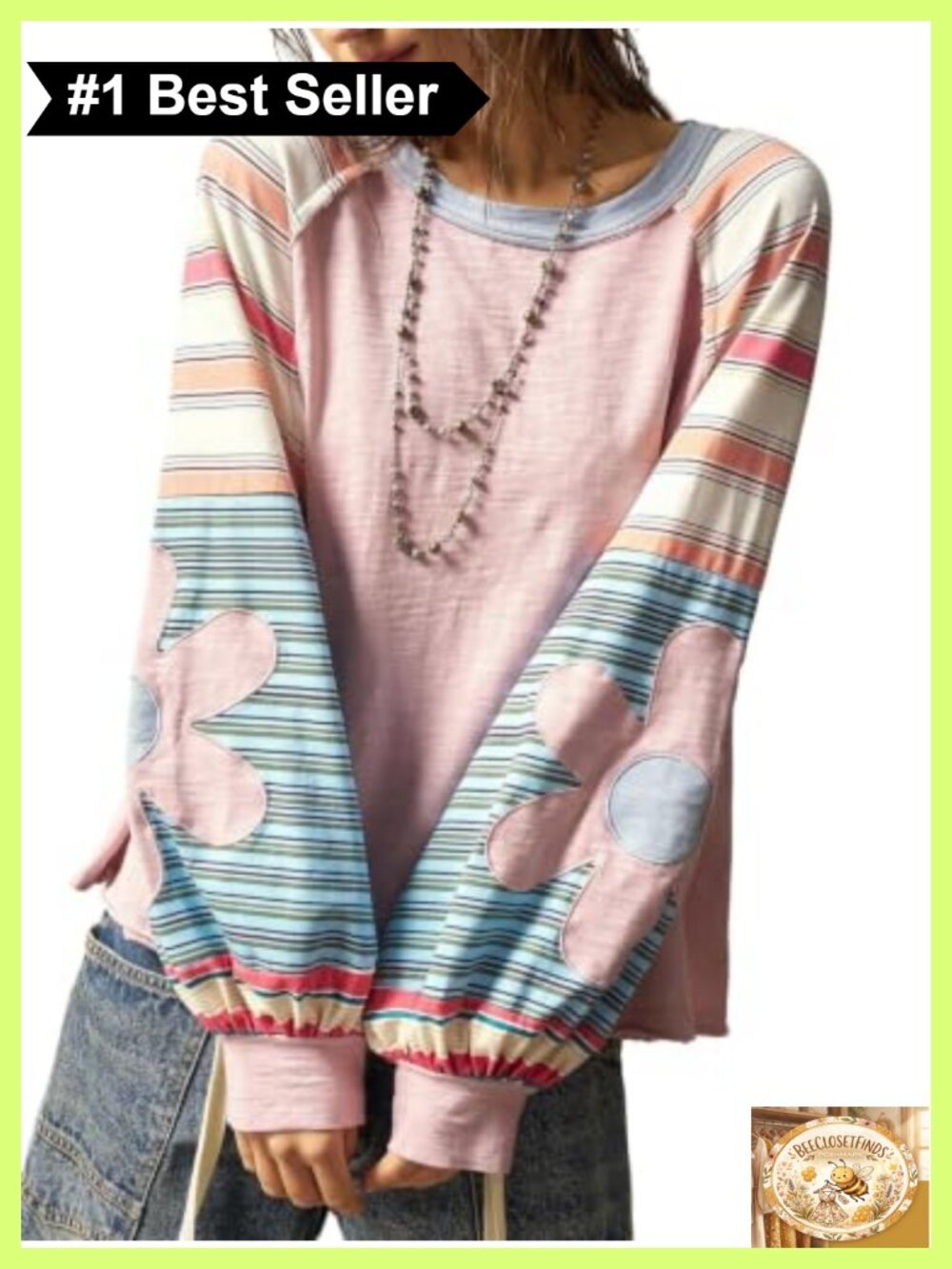 Oversized Crewneck Sweatshirt Floral Drop Shoulder Pullover